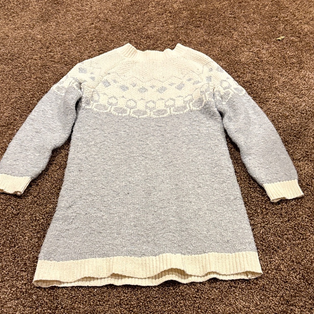 Gray and Cream Knit Sweater Dress